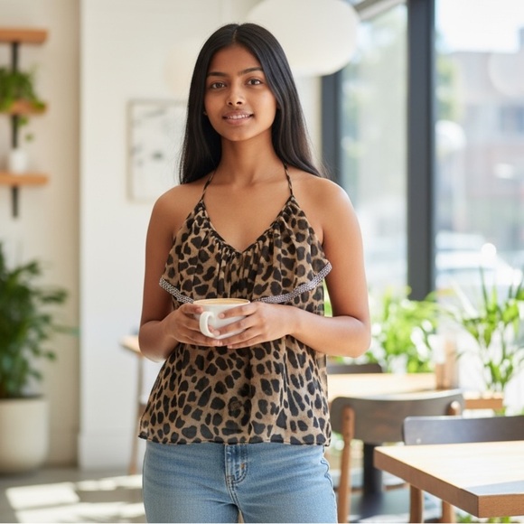 REBECCA TAYLOR Silk Animal Print Cami Top - Picture 1 of 9